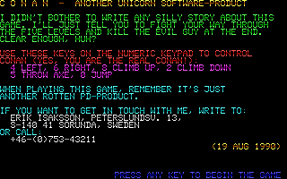 Title screen of Conan