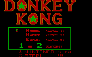 Title screen of Donkey Kong