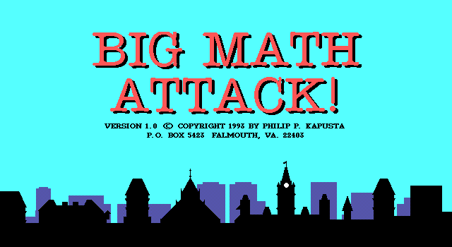 Title screen of Big Math Attack!