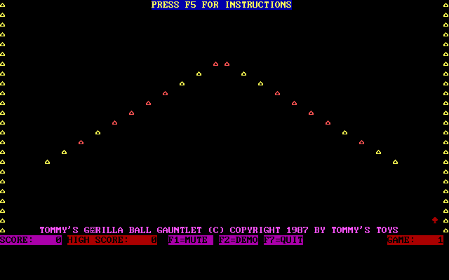 Title screen of Tommy's Gorilla Ball Gauntlet