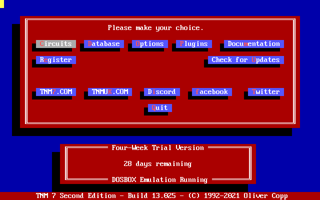 Title screen of TNM 7: The Wrestling Simulator - Second Edition