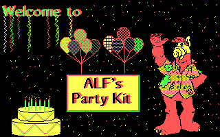 Title screen of ALF's Party Kit!