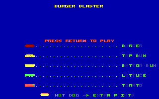 Title screen of Burger Blaster