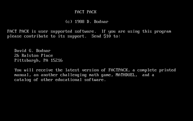 Title screen of FactPack