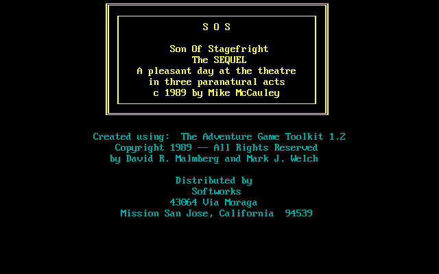 Title screen of Son of Stagefright