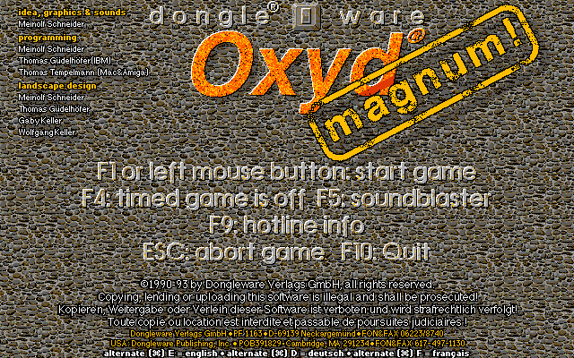 Title screen of Oxyd Magnum!