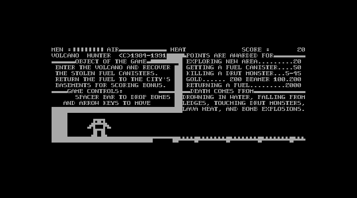 Title screen of Volcano Hunter