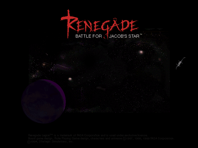 Title screen of Renegade: Battle for Jacob's Star