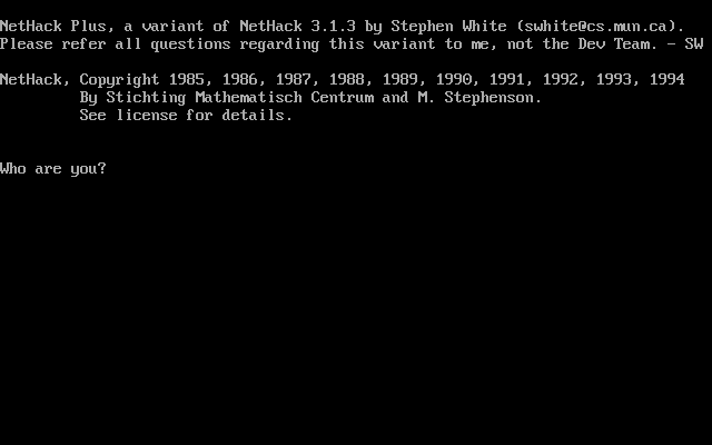 Title screen of NetHack Plus