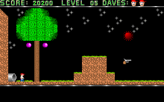 Gameplay of Dangerous Dave in the Deserted Pirate's Hideout