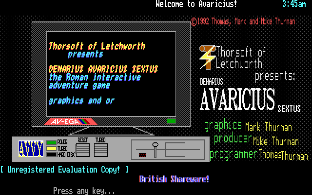 Title screen of Denarius Avaricius Sextus