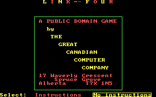 Title screen of Link Four