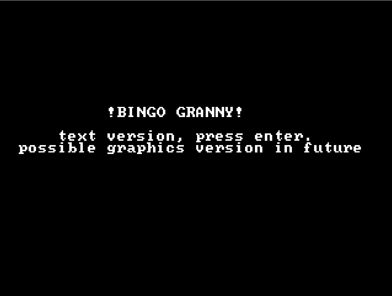 Title screen of !Bingo Granny!