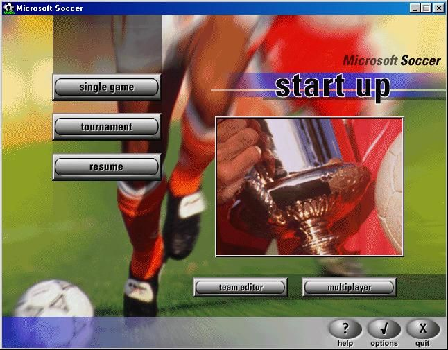 Title screen of Microsoft Soccer
