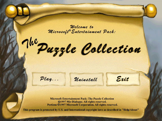 Title screen of Microsoft Entertainment Pack: The Puzzle Collection