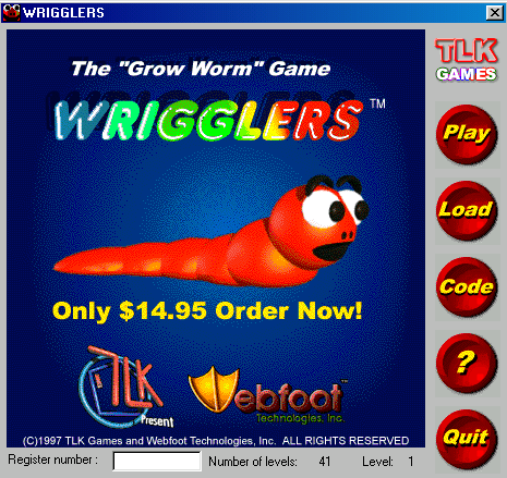 Title screen of Wrigglers