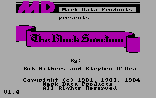 Title screen of The Black Sanctum