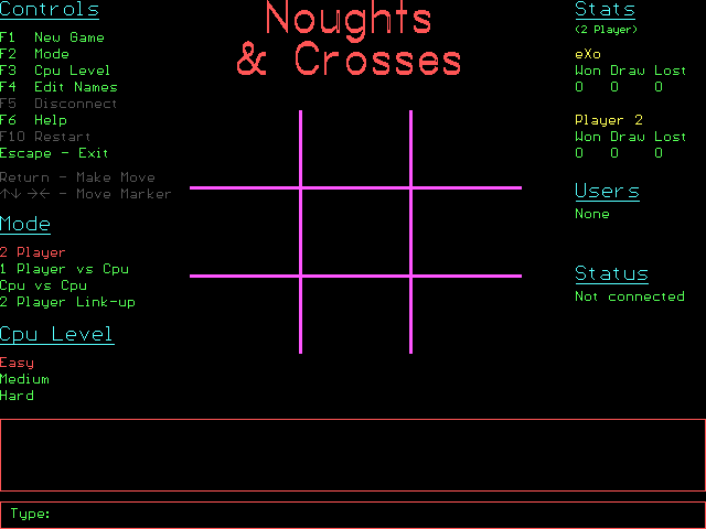 Title screen of Noughts & Crosses