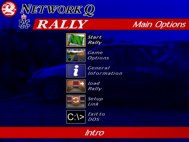 Title screen of Network Q RAC Rally Championship