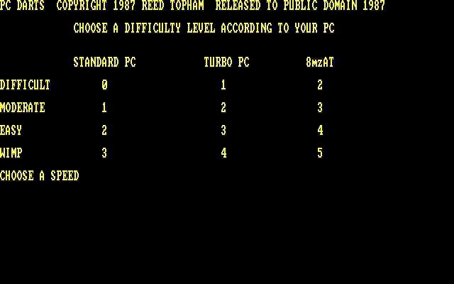 Title screen of PC Darts