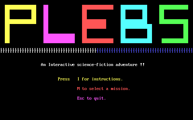 Title screen of PLEBS