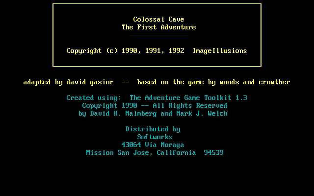 Title screen of Colossal Cave: The First Adventure