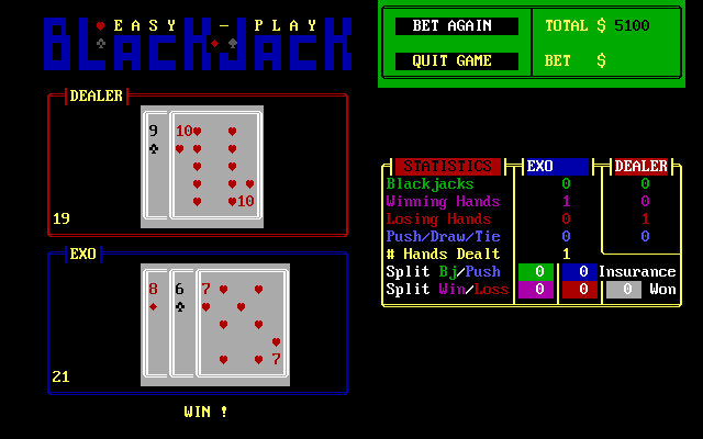 Gameplay of EasyPlay Blackjack