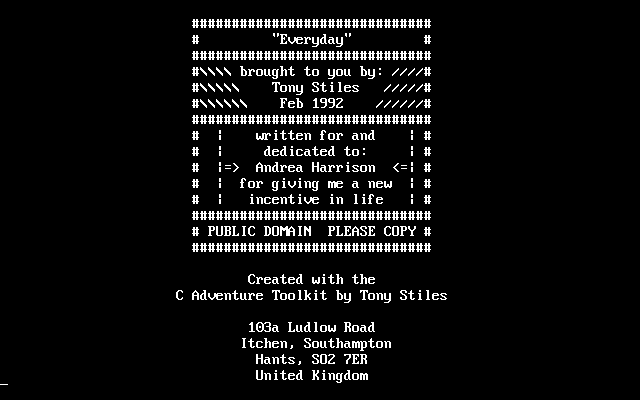 Title screen of Everyday