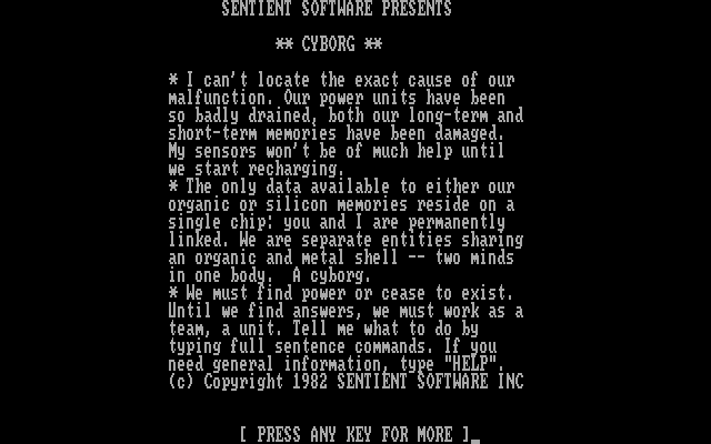 Title screen of Cyborg