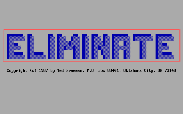 Title screen of Eliminate