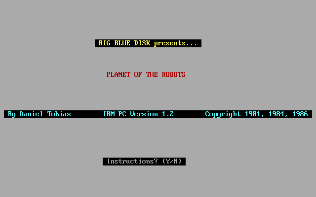 Title screen of Planet of the Robots