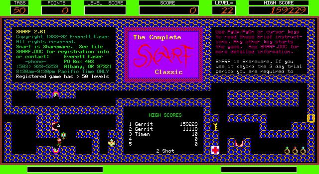 Title screen of Snarf