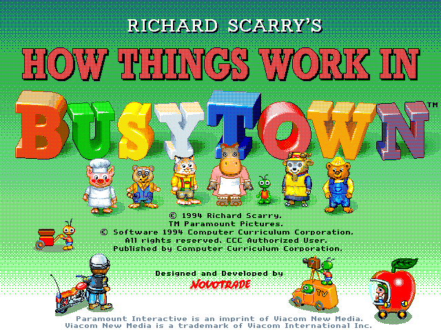 Title screen of Richard Scarry's How Things Work in Busytown