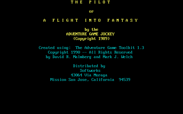 Title screen of The Pilot, or: A Flight into Fantasy