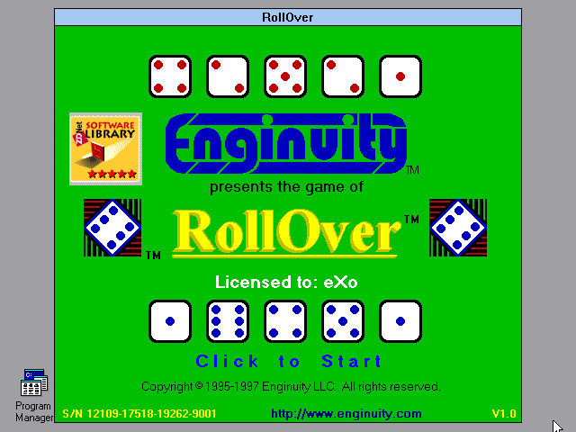 Title screen of RollOver
