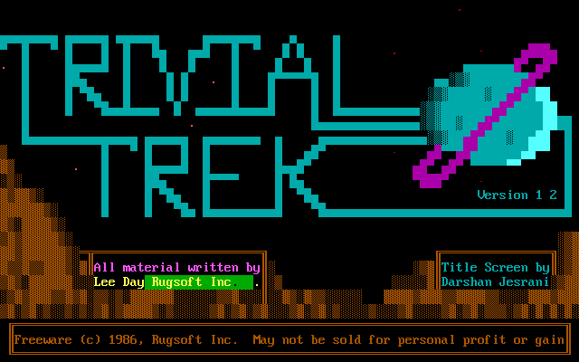 Title screen of Trivial Trek
