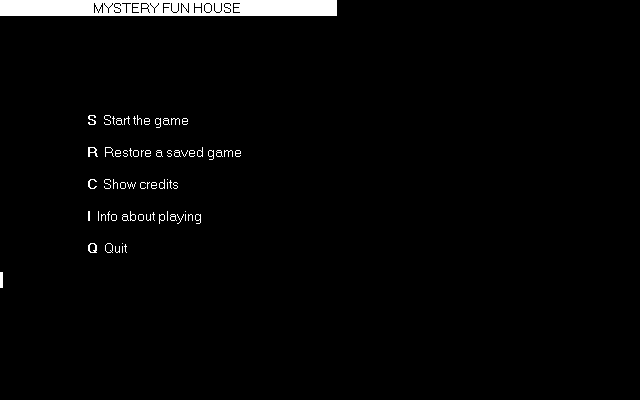 Title screen of Mystery Fun House