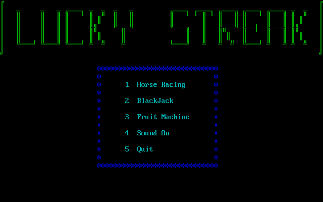 Title screen of Lucky Streak
