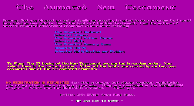 Title screen of Animated New Testament, The