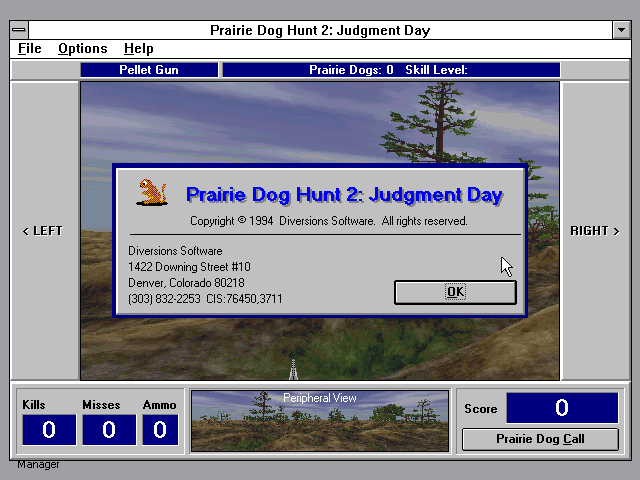 Title screen of Prairie Dog Hunt 2: Judgement Day