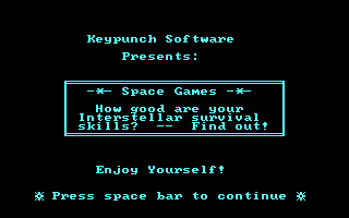 Title screen of Space Games