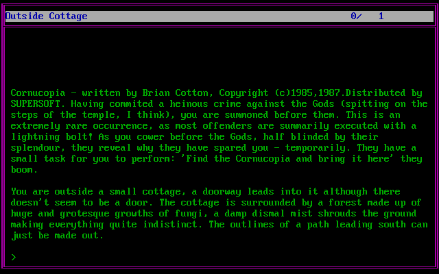Title screen of Cornucopia