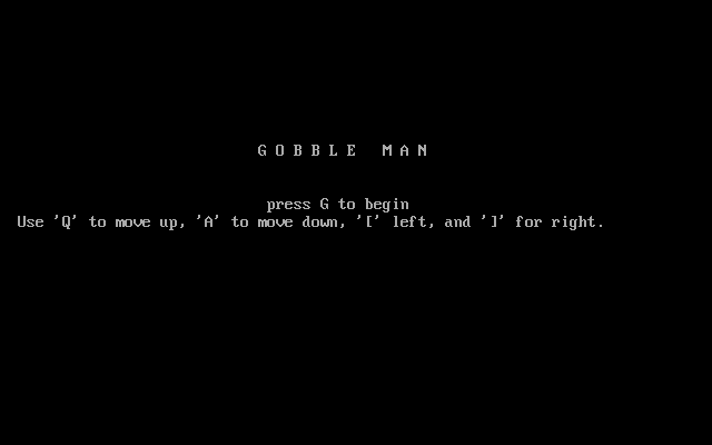 Title screen of Gobble Man (1982)