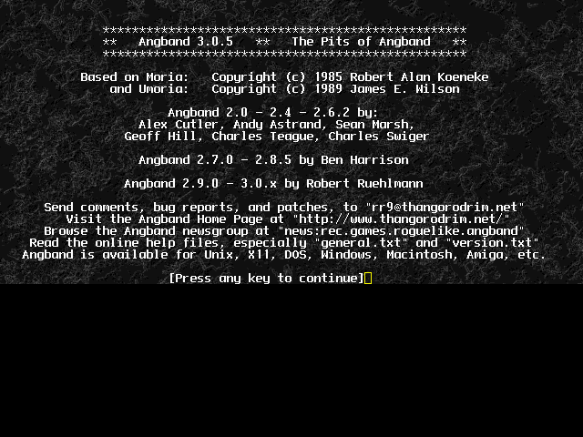 Title screen of Angband