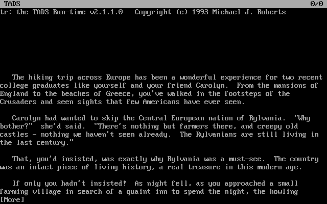 Title screen of The Horror of Rylvania