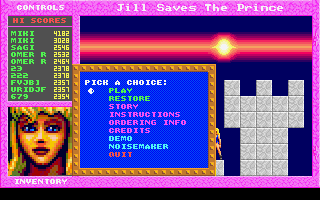 Title screen of Jill of the Jungle: Jill Saves the Prince