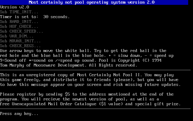 Title screen of Most Certainly Not Pool II