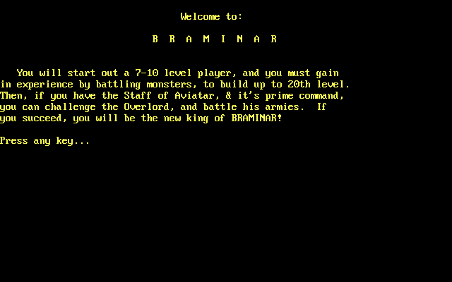 Title screen of Braminar