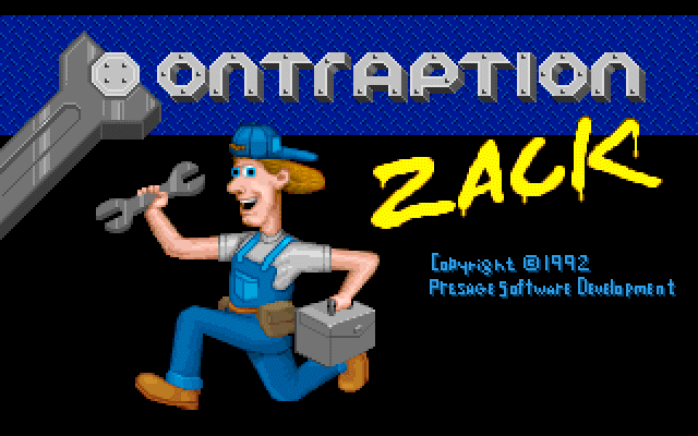 Title screen of Contraption Zack