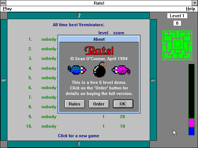 Title screen of Rats!